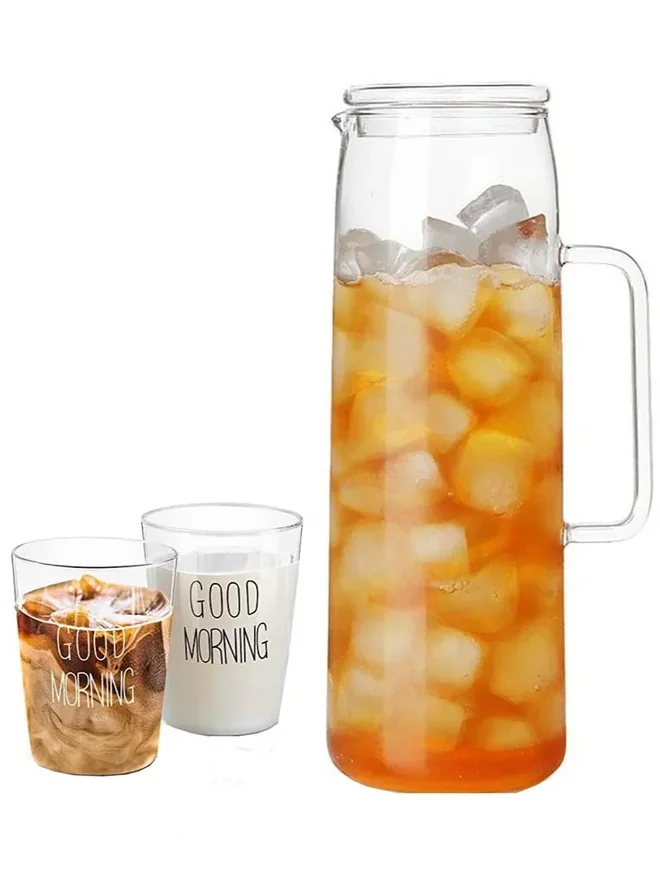 1 تشيس 1CHASE 3-Piece Borosilicate Water Jug and Two Drinking Glass